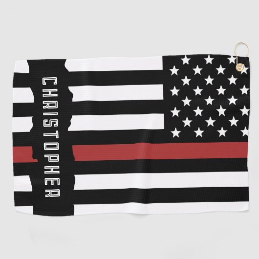 Custom Thin Red Line USA Flag Firefighter Golfhandtuch (Horizontal)