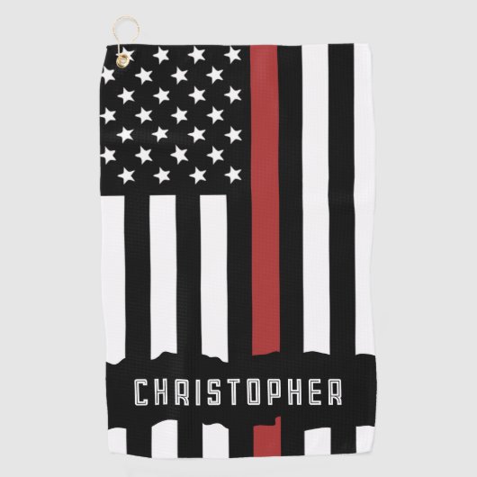Custom Thin Red Line USA Flag Firefighter Golfhandtuch (Vorderseite)
