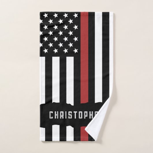 Custom Thin Red Line USA Flag Firefighter Handtuch (Handtuch)