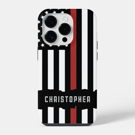 Custom Thin Red Line USA Flag Firefighter iPhone Hülle (Rückseite)