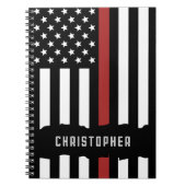 Custom Thin Red Line USA Flag Firefighter Notizblock (Vorderseite)