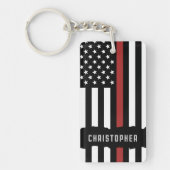 Custom Thin Red Line USA Flag Firefighter Schlüsselanhänger (Vorderseite)