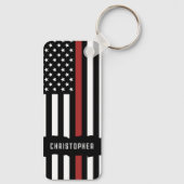 Custom Thin Red Line USA Flag Firefighter Schlüsselanhänger (Rückseite)