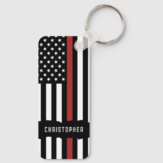 Custom Thin Red Line USA Flag Firefighter Schlüsselanhänger (Rückseite)