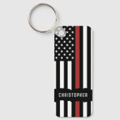 Custom Thin Red Line USA Flag Firefighter Schlüsselanhänger (Vorderseite)