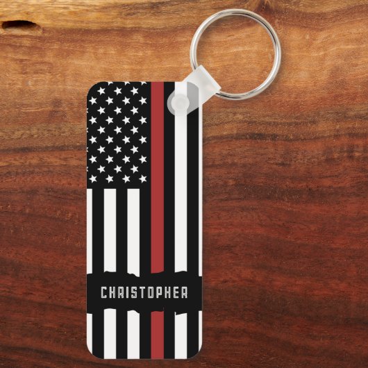 Custom Thin Red Line USA Flag Firefighter Schlüsselanhänger (Rückseite)