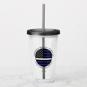 Custom Thin White Line USA Flag EMS EMT Acryltrinkbecher
