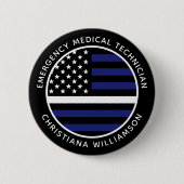 Custom Thin White Line USA Flag EMS EMT Button (Vorderseite)