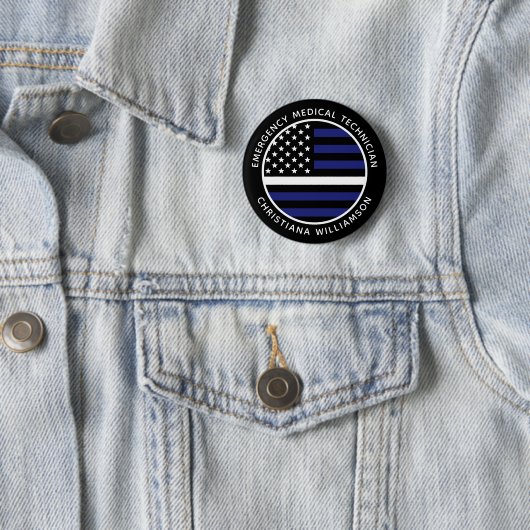 Custom Thin White Line USA Flag EMS EMT Button (Beispiel)