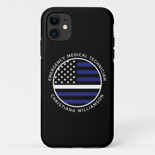 Custom Thin White Line USA Flag EMS EMT Case-Mate iPhone Hülle (Rückseite)