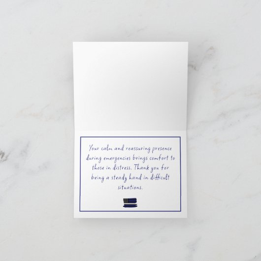 Custom Thin White Line USA Flag EMS EMT Dankeskarte (Innenseite)