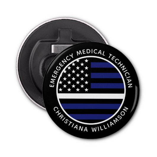 Custom Thin White Line USA Flag EMS EMT Flaschenöffner (Vorderseite)