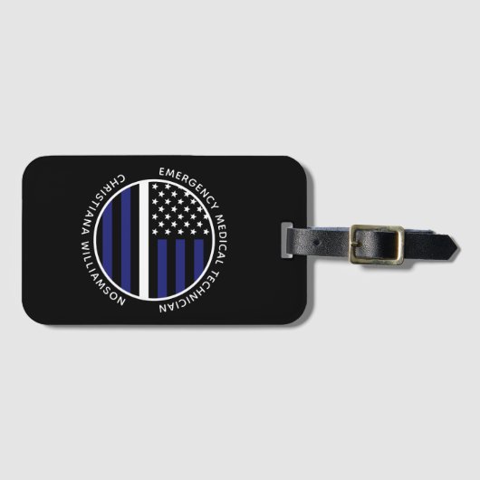 Custom Thin White Line USA Flag EMS EMT Gepäckanhänger (Vorderseite (Horizontal))