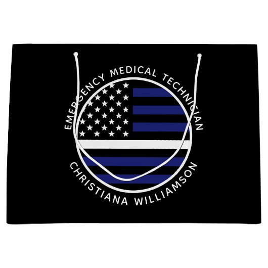 Custom Thin White Line USA Flag EMS EMT Große Geschenktüte (Vorderseite)
