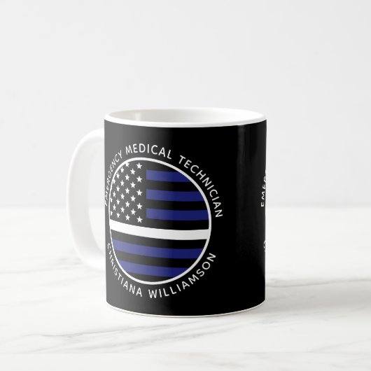 Custom Thin White Line USA Flag EMS EMT Kaffeetasse (Vorderseite Links)