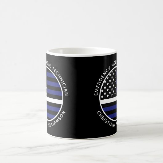 Custom Thin White Line USA Flag EMS EMT Kaffeetasse (Mittel)