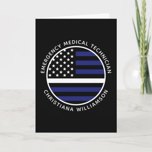 Custom Thin White Line USA Flag EMS EMT Karte (Vorderseite)