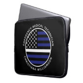 Custom Thin White Line USA Flag EMS EMT Laptopschutzhülle (Vorderseite Links)
