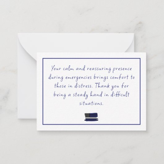 Custom Thin White Line USA Flag EMS EMT Mitteilungskarte (Rückseite)