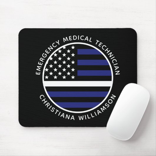 Custom Thin White Line USA Flag EMS EMT Mousepad (Mit Mouse)