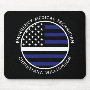 Custom Thin White Line USA Flag EMS EMT Mousepad