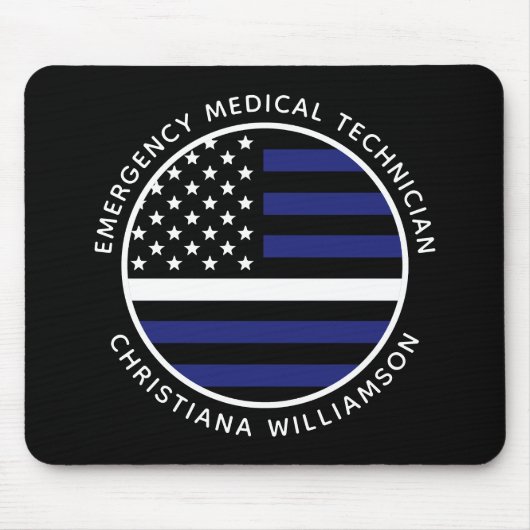 Custom Thin White Line USA Flag EMS EMT Mousepad (Vorne)