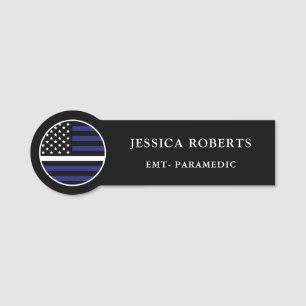 Custom Thin White Line USA Flag EMS EMT Namensschild