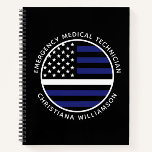 Custom Thin White Line USA Flag EMS EMT Notizblock