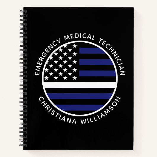 Custom Thin White Line USA Flag EMS EMT Notizblock (Vorderseite)
