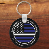 Custom Thin White Line USA Flag EMS EMT Schlüsselanhänger (Vorderseite)