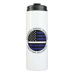 Custom Thin White Line USA Flag EMS EMT Thermosbecher