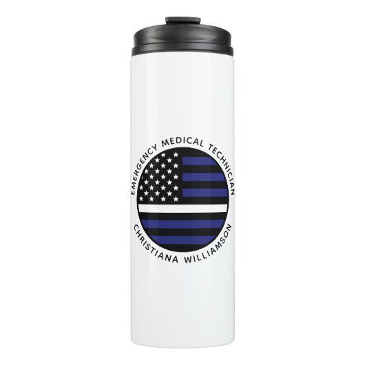 Custom Thin White Line USA Flag EMS EMT Thermosbecher (Vorderseite)