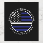 Custom Thin White Line USA Flag EMS EMT Weinetikett (Einzelnes Label)