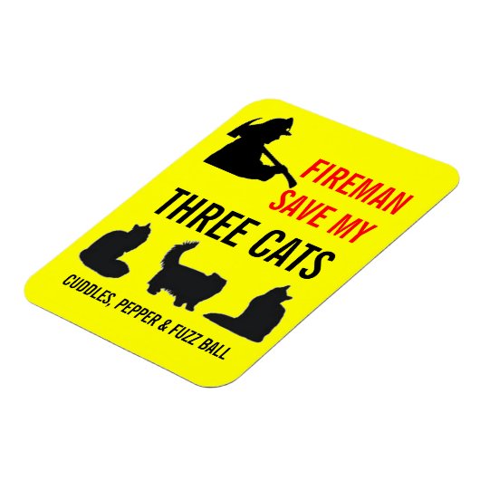 Custom Three Cat Fire Safety Magnet (Linke Seite)