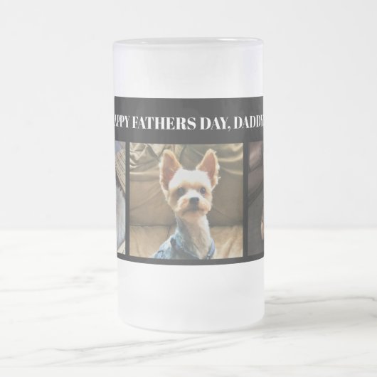 Custom Three Foto Happy Vathers Day Tasse (Mittel)