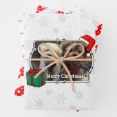 Custom Three Foto Pet Weihnachts-Weihnachtsmannmüt Geschenkpapier Set (Beispiel)