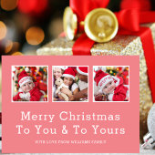 Custom Three Foto Simple Red Frohe Weihnachten