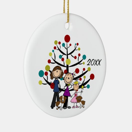 Custom Three GIrls, Zwei Hunde Holiday Ornament 3 (Rechts)