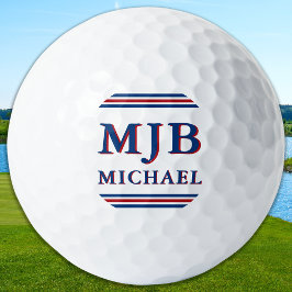 Custom Three Initial Monogram Sporty Personalized Golfball