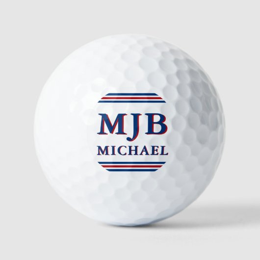 Custom Three Initial Monogram Sporty Personalized Golfball (Vorderseite)