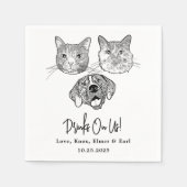 Custom Three Pet Cocktail Napkins Hochzeit Serviette (Vorderseite)