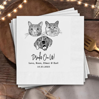 Custom Three Pet Cocktail Napkins Hochzeit Serviette
