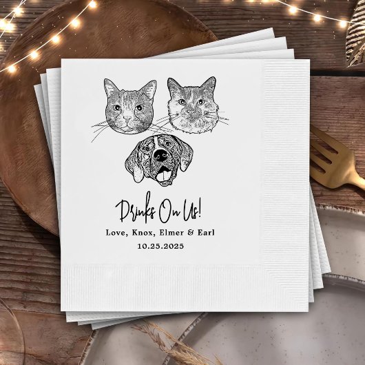 Custom Three Pet Cocktail Napkins Hochzeit Serviette