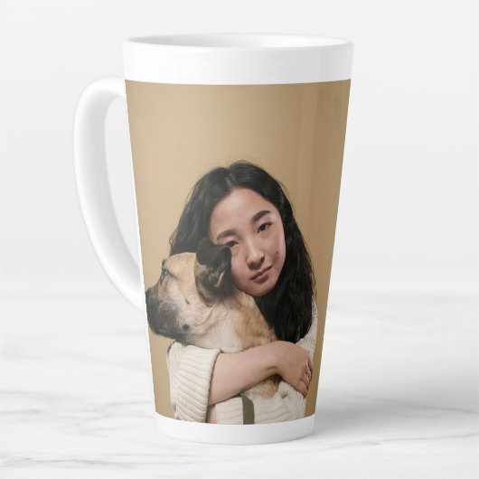 Custom Three-Photo Collage and Personalized Text Milchtasse (Linke Ecke)