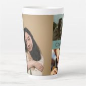Custom Three-Photo Collage and Personalized Text Milchtasse (Vorderseite)