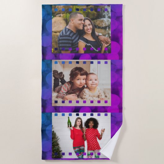 Custom Three Photo Personalized Picture Film Strandtuch (Vorderseite)
