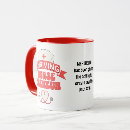 Custom THRIVING NURSEPRENEUR Nurse Unternehmer Tasse (Vorderseite Links)