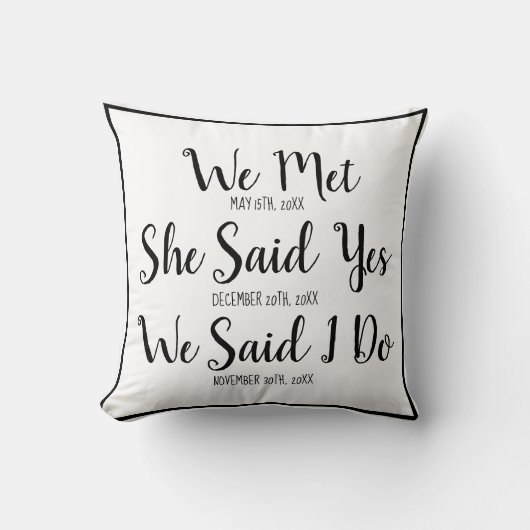 Custom Throw Pillow für frisches Hochzeitsgeschenk Kissen (Vorderseite)