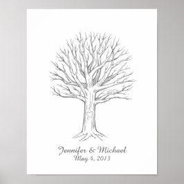 Custom Thumbprint Fingerprint Wedding Tree Guest B Poster