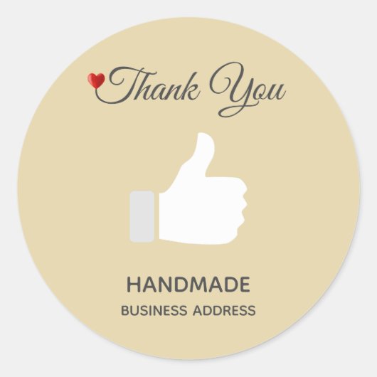Custom thumbs up Image on Light Beige Vielen Dank Runder Aufkleber (Vorderseite)